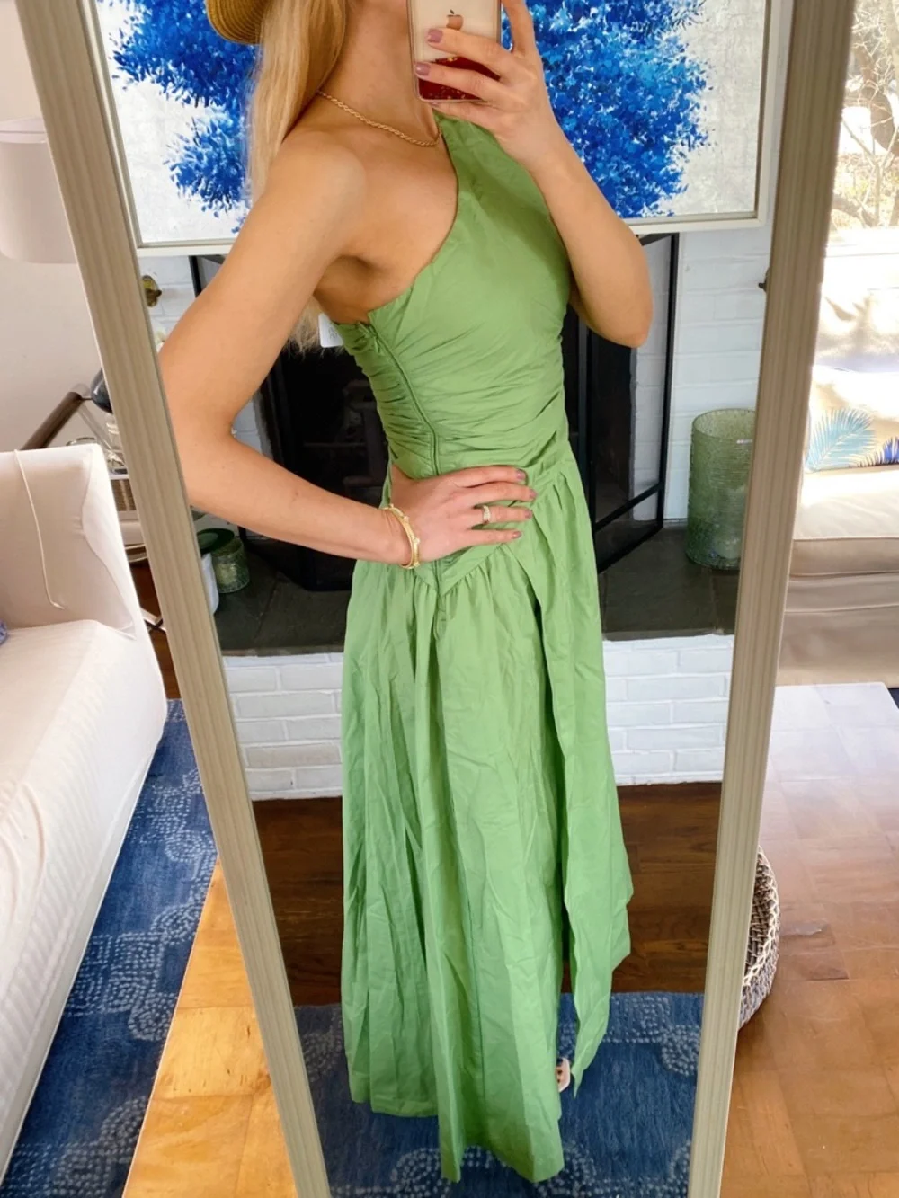 ABERCROMBIE & FITCH Green One-Shoulder Ruched Cut Out Maxi Dress! 🍃 - Picture 4 of 17